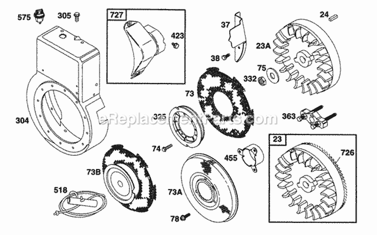 Blower Hsg FlywheelScreens Diagram and Parts List for 221432-0145-05  Briggs and Stratton Engine
